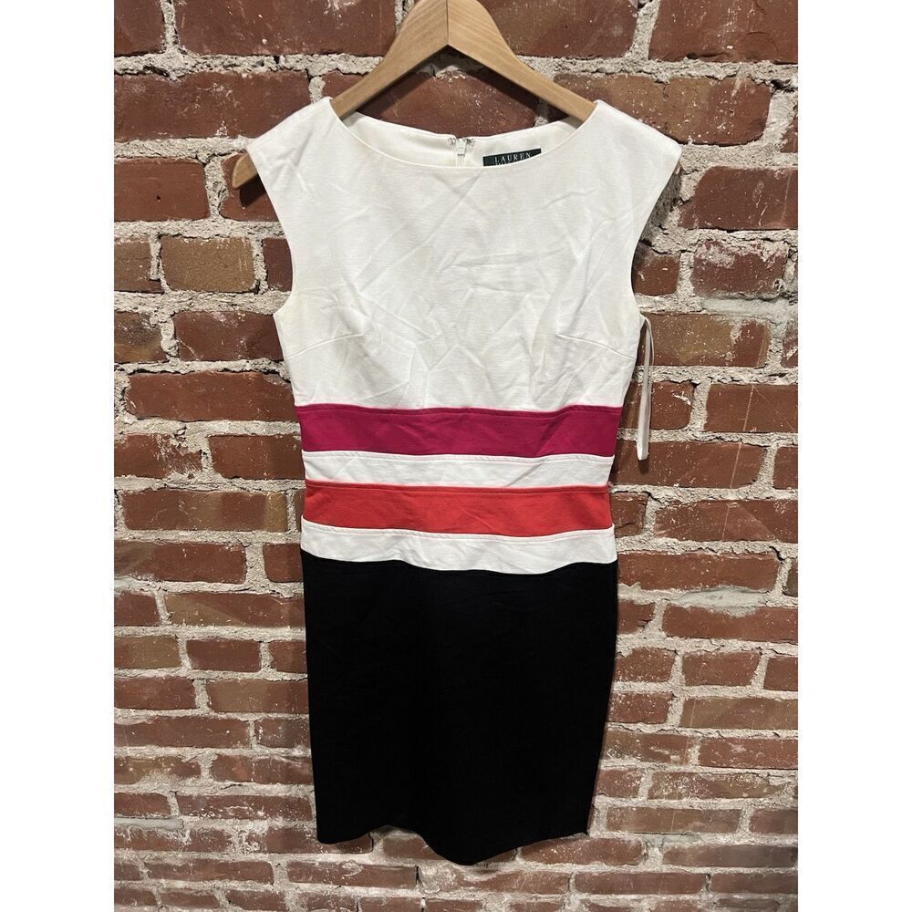 Lauren Ralph Lauren Womens White Multicolor Sleeveless Slip A-line dress sz 6